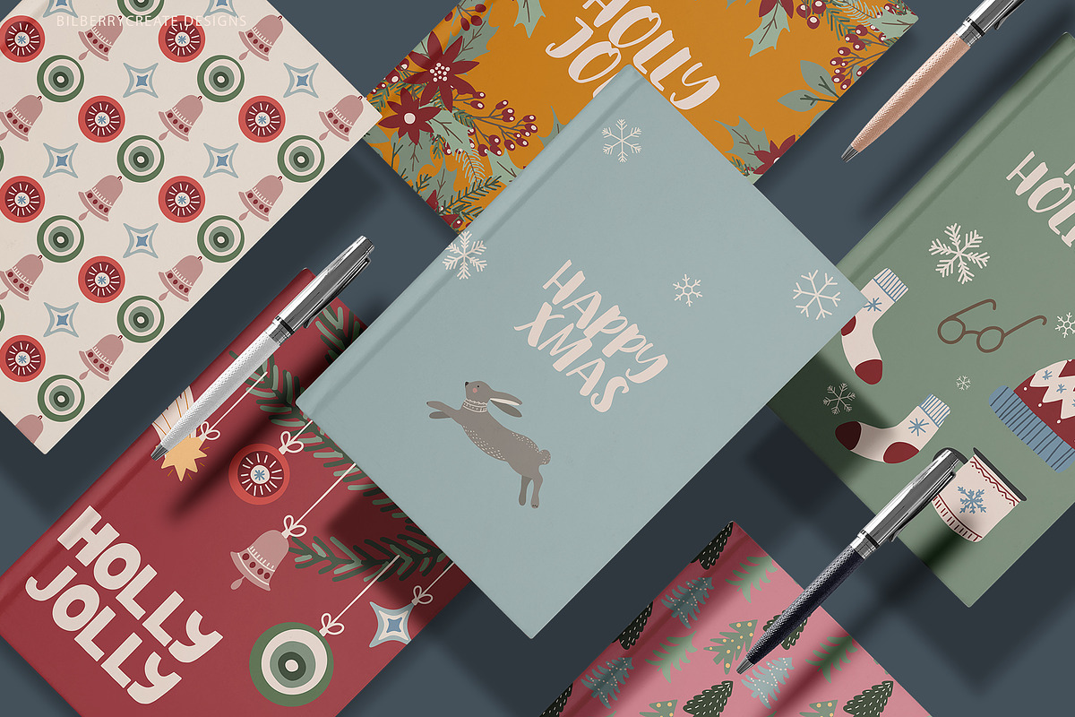HAPPY XMAS art set, a Seasonal Illustration by