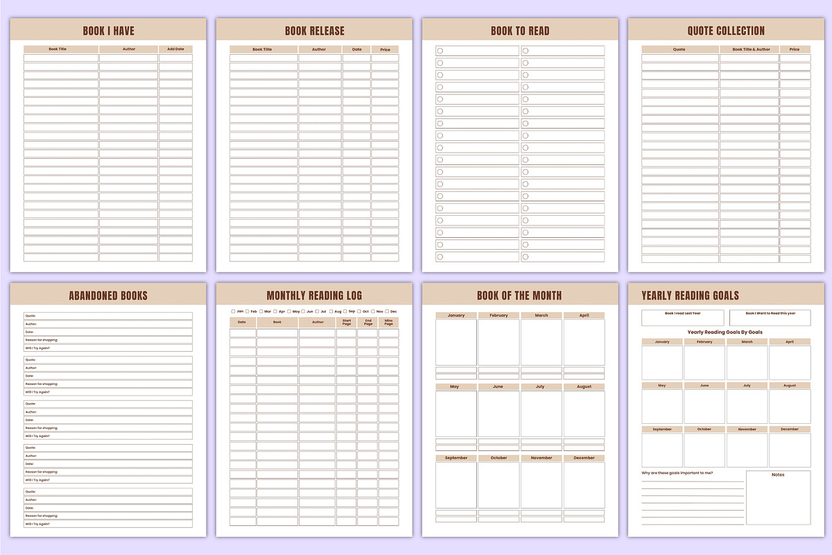 2026 Reading Journal Bundle Canva, a Stationery Template by Mustafiz (Photo 5 of 8)