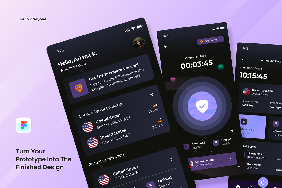 Galaxy Gaze - Mobile Private VPN App, an UI Kit Template by SquidPixey (Photo 3 of 3)