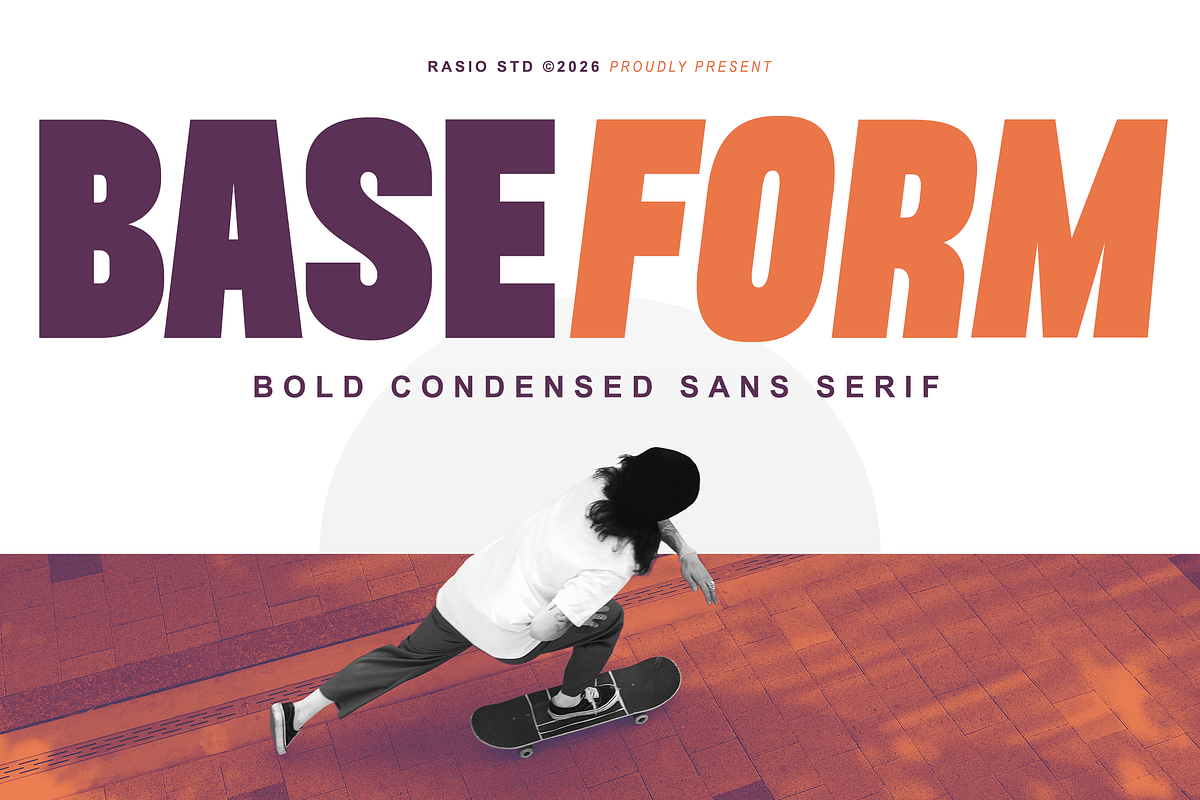 Baseform Bold Condensed Sans Font, a Sans Serif Font by Rasio Studio (Photo 1 of 11)