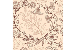 Floral seamless pattern. Outline, an Object Illustration by YummyBuum