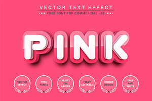 3D Pink - Editable Text Effect