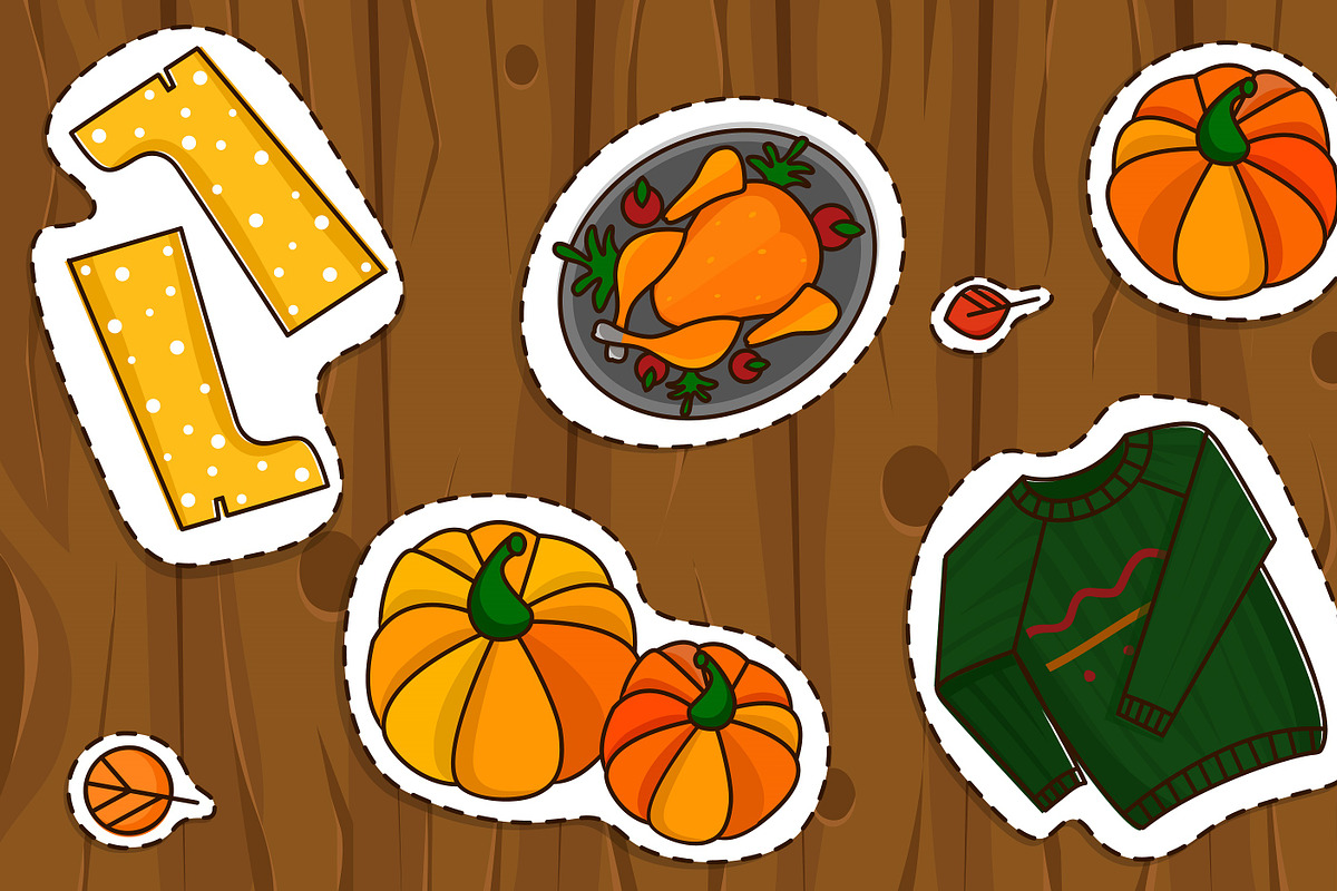 Happy Thanksgiving day Big set!, an Illustration by JUBO (Photo 3 of 3)