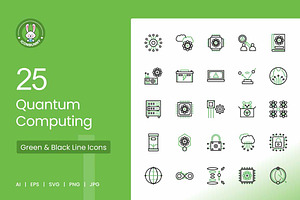 25 Quantum Computing Green & Black, an Icon by IconBunny