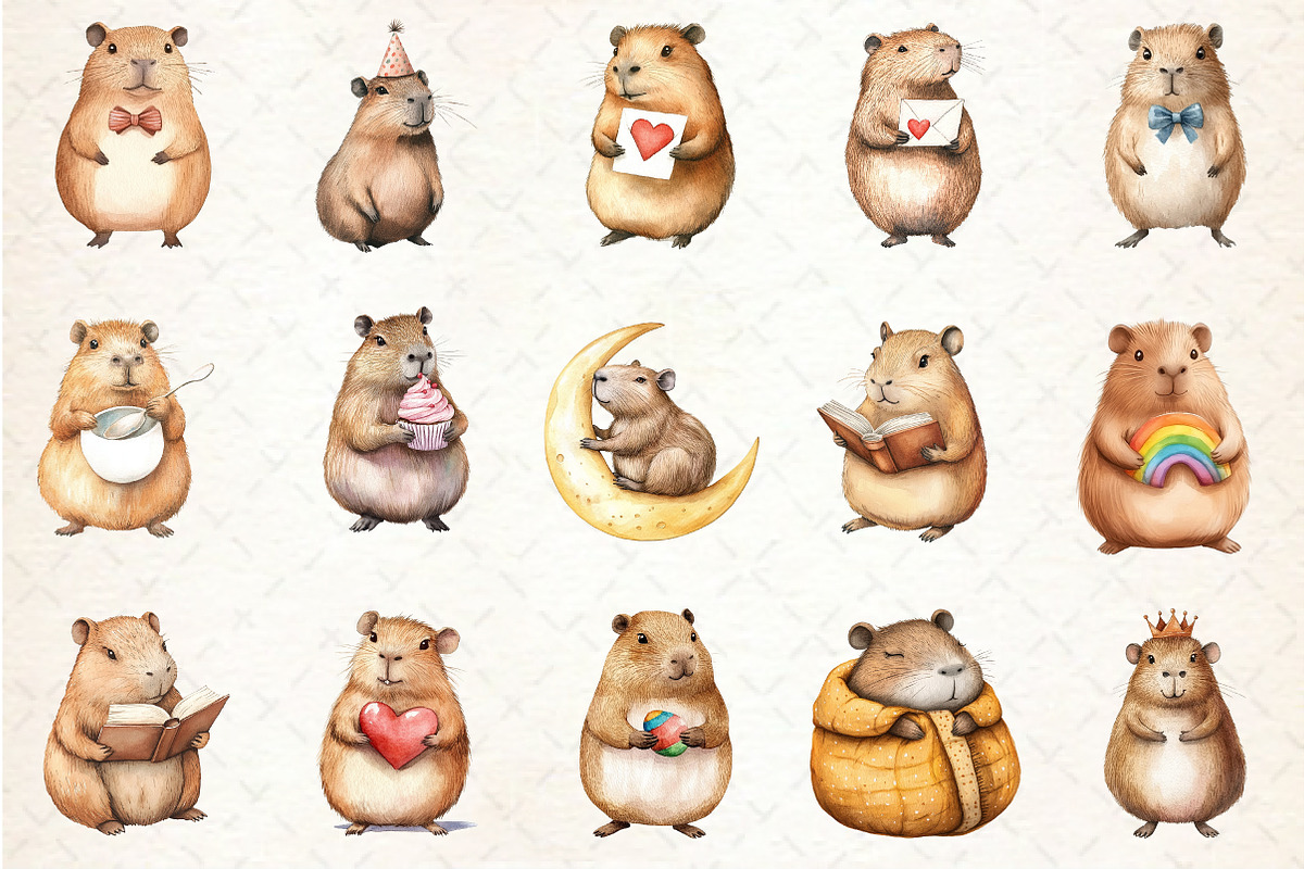 Cute Capybara Nursery Clipart, an Illustration by Rose Art (Photo 4 of 4)