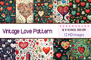 Vintage Love Pattern, a Background Graphic by Printable Treasure (Thumbnail 1 of 4)