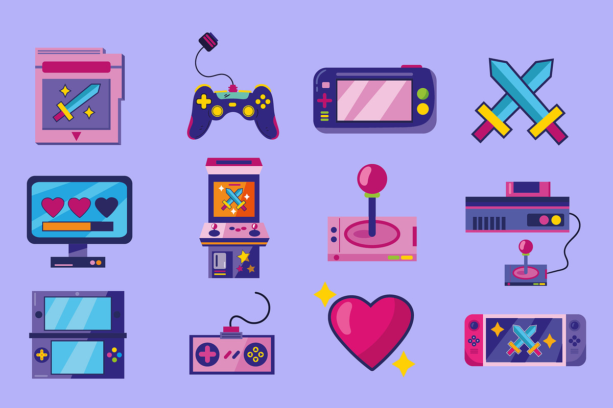 Gaming Icons Illustration Set
