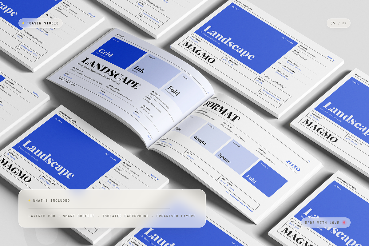 A4 Landscape Magazine Mockup, a Books & Magazine Mockup by Toasin Studio (Photo 5 of 7)
