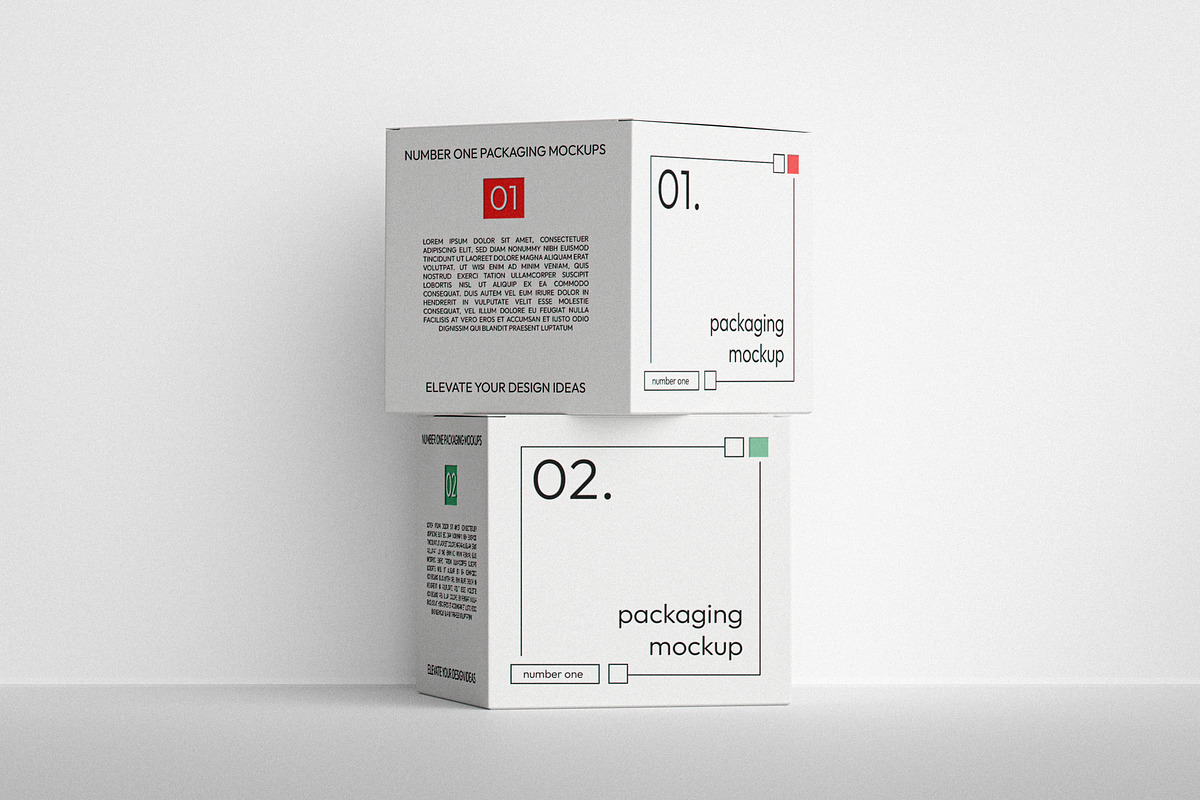 Stacked Square Boxes Mockup, a Packaging Mockup by Designer Dude