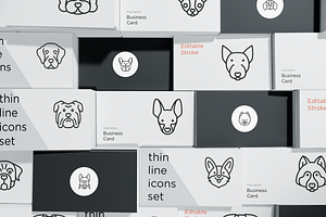 Dog Breeds 20 Thin Line Icons Set