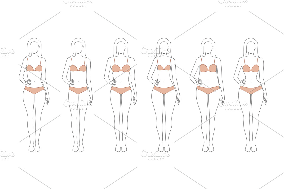 Five types of women s body shapes, an Object Illustration by Alltruecolours