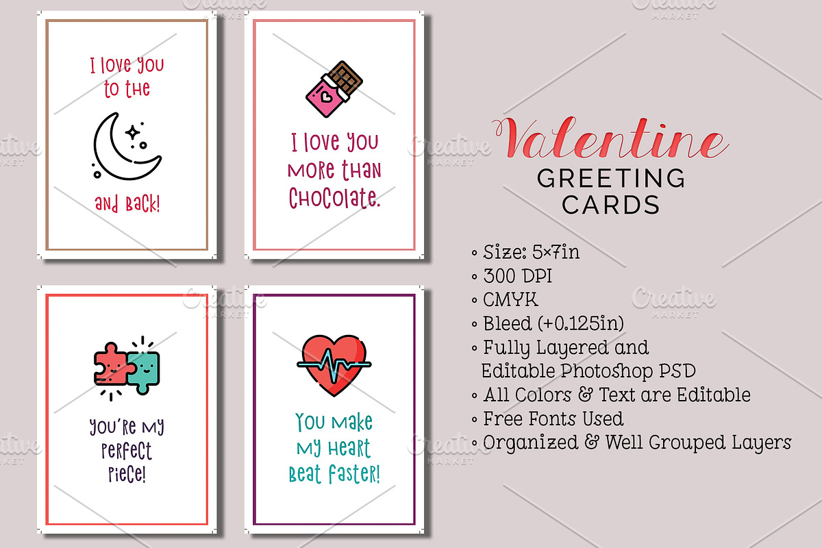 6 Valentine's Day Cards, a Card Template by Cyrah's Collection (Photo 1 of 3)