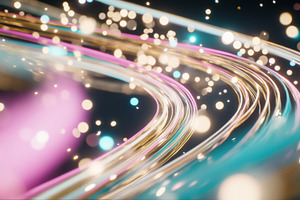 Colorful lights streak across dark, a Photo by Dvoevnore photos