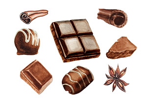 Watercolor chocolate set