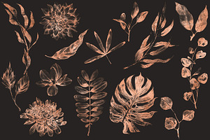 Rose Gold Floral Stamps / 14 PNG