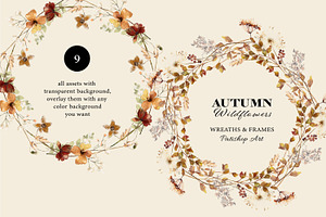 Autumn Watercolor Wildflower Clipart