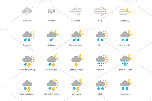 Meteorology colored icons preview 2