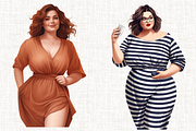 Curvy Girl Clipart Bundle, a Person Illustration by Mash Mash Stickers (Thumbnail 7 of 9)