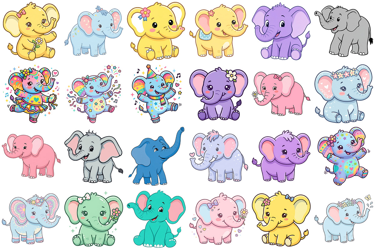 Cute Elephant Clipart, an Animal Illustration by Forhadx5 (Photo 4 of 10)