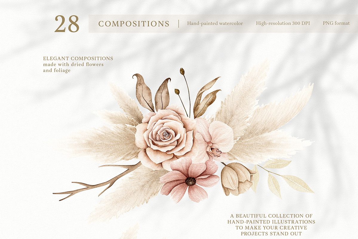 Watercolor Boho Fall Dusty Rose Set, a Decorative Illustration by Carol Lozove (Photo 28 of 74)
