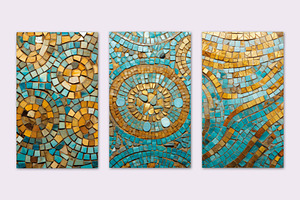 TEXTURE OF CERAMIC MOSAIC WITH TURQU