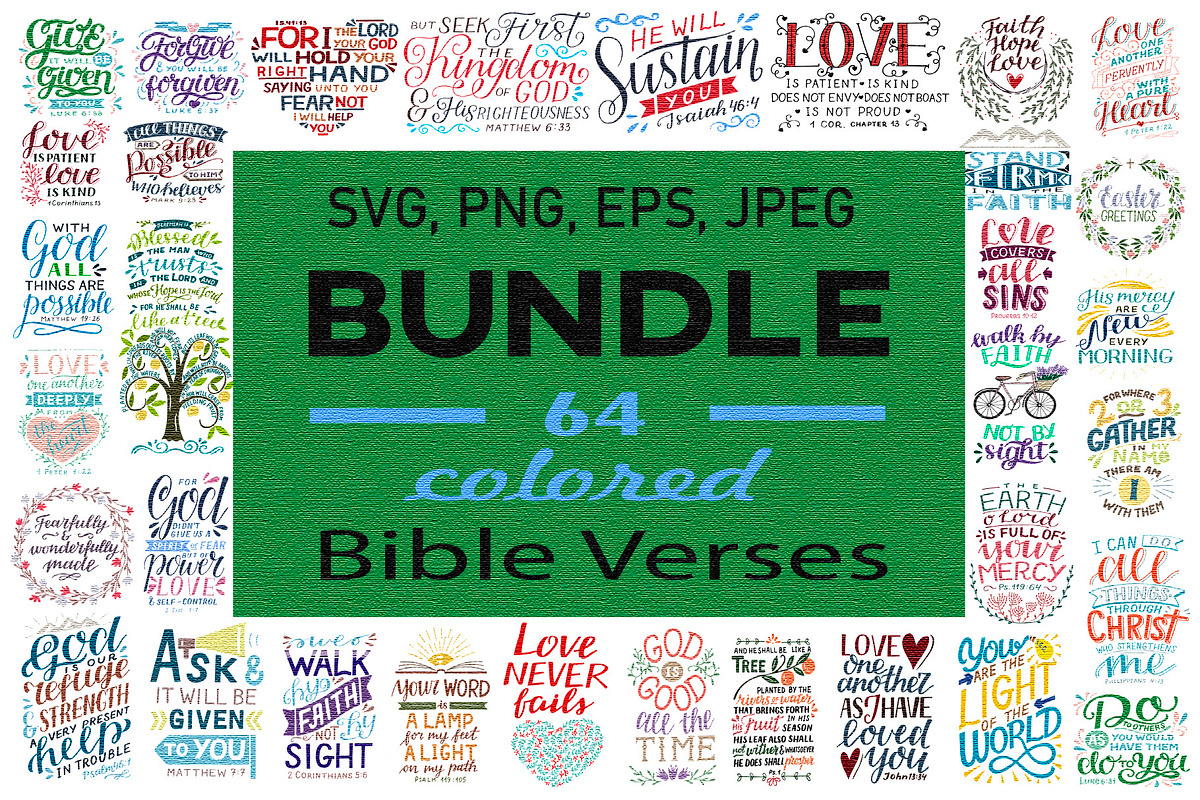 BUNDLE 64 BIBLE VERSES, an Illustration by Ola-la-la (Photo 1 of 12)