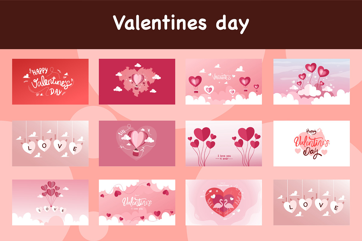 Valentines background vector set, a Seasonal Illustration by foxndeer (Photo 1 of 4)