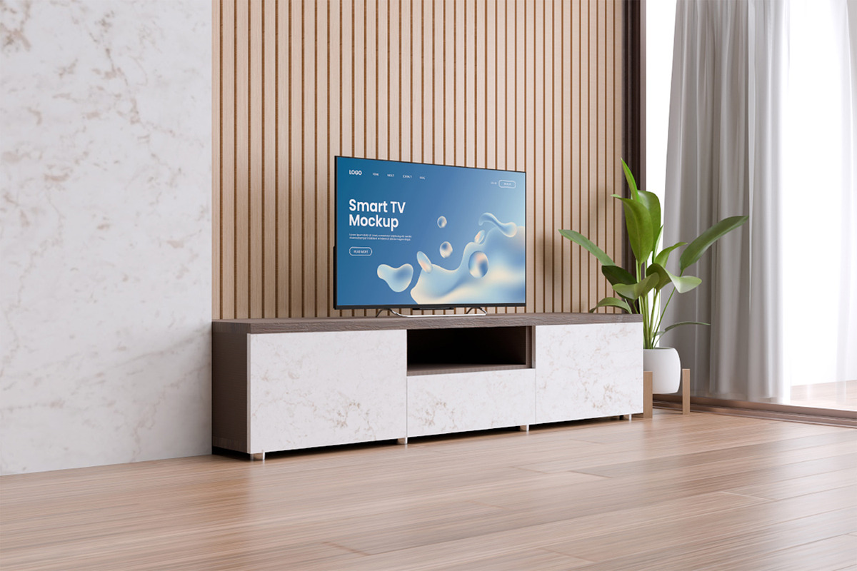 Smart Tv Mockup, a Household Mockup by HanaSaka_Studio (Photo 2 of 5)