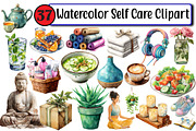 Watercolor Self Care Clipart, an Illustration by Design Market (Thumbnail 1 of 3)