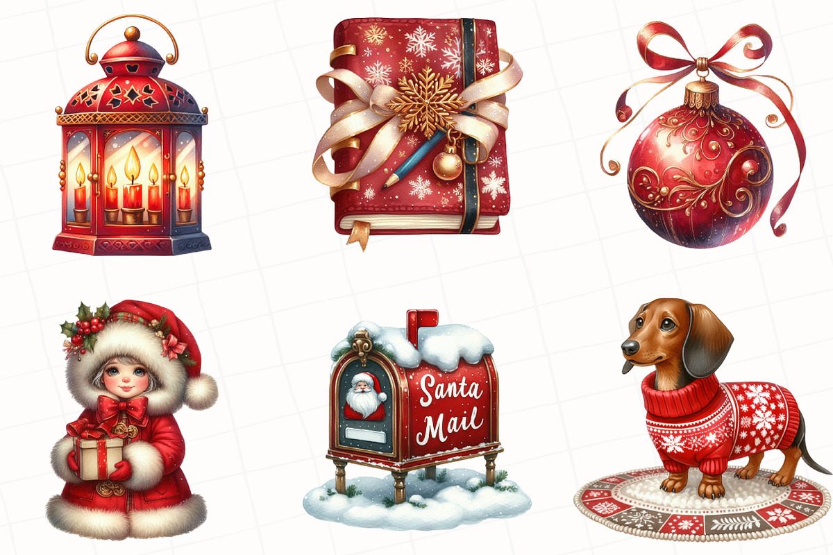 Red Christmas Clipart, an Illustration by OK Design (Photo 3 of 5)