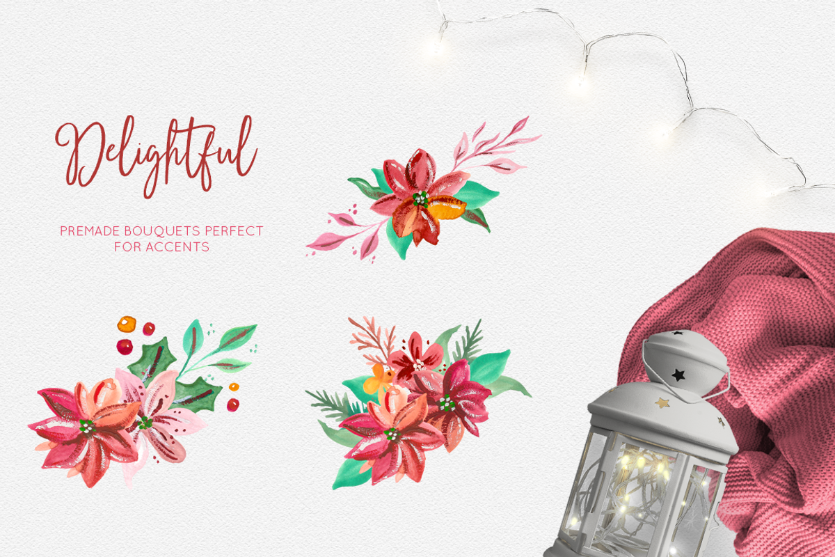 Hand Painted Gouache Holiday Floral, a Seasonal Illustration by By Kerri Ann (Photo 3 of 8)
