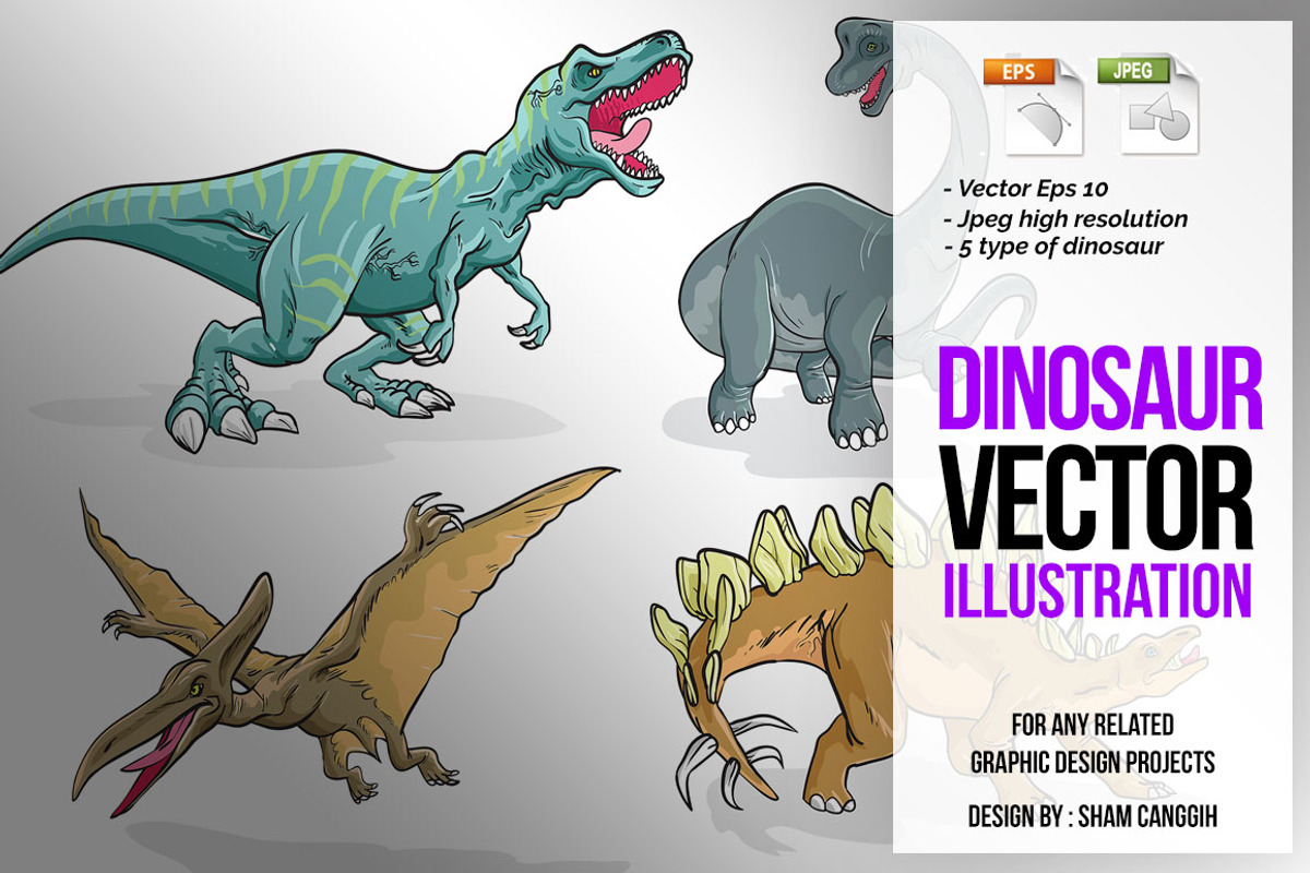 Dinosaur Vector Illustration, an Animal Illustration by SCworkspace (Photo 1 of 2)