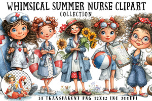 Whimsical Summer Nurse PNG Clipart, an Illustration by OK Design