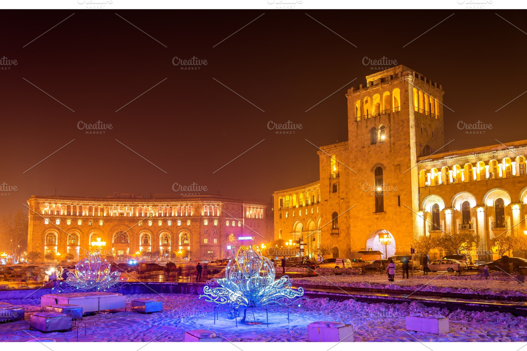 Republic Square decorated for Christmas, Yerevan, an Architecture Photo by Leonid Andronov