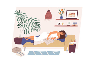 Mother sleeping with newborn baby, a Person Illustration by Good Studio