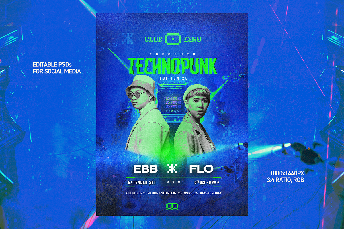3 Club Flyers - Techno Party, a Flyer Template by Rave Aspect (Photo 4 of 5)