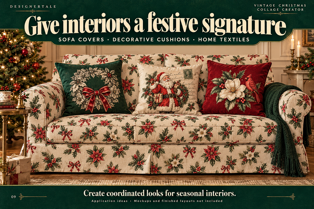 Vintage Christmas Collage Creator, an Object Graphic by Designertale (Photo 9 of 10)