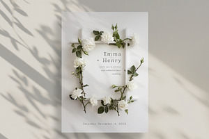 White Rose Wedding Card, an Invitation Template by Filip Studio