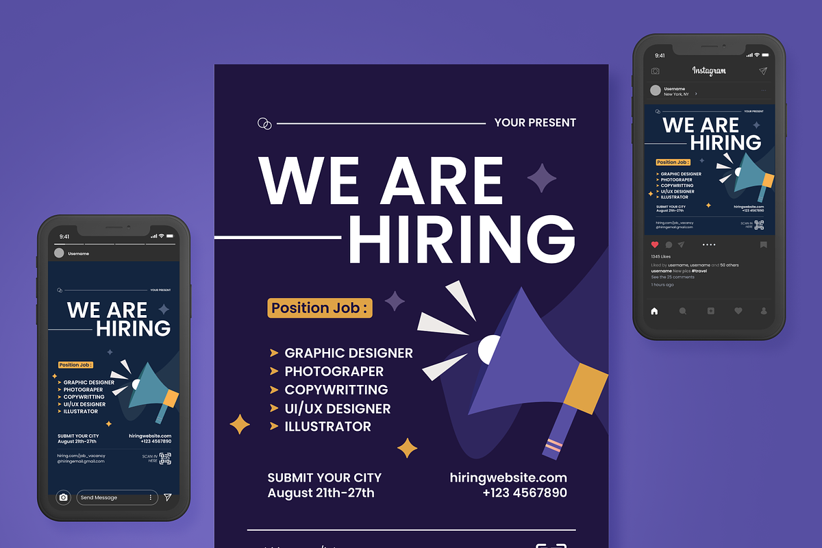 We Are Hiring Flyer Set, a Flyer Template by SquidPixey (Photo 2 of 6)