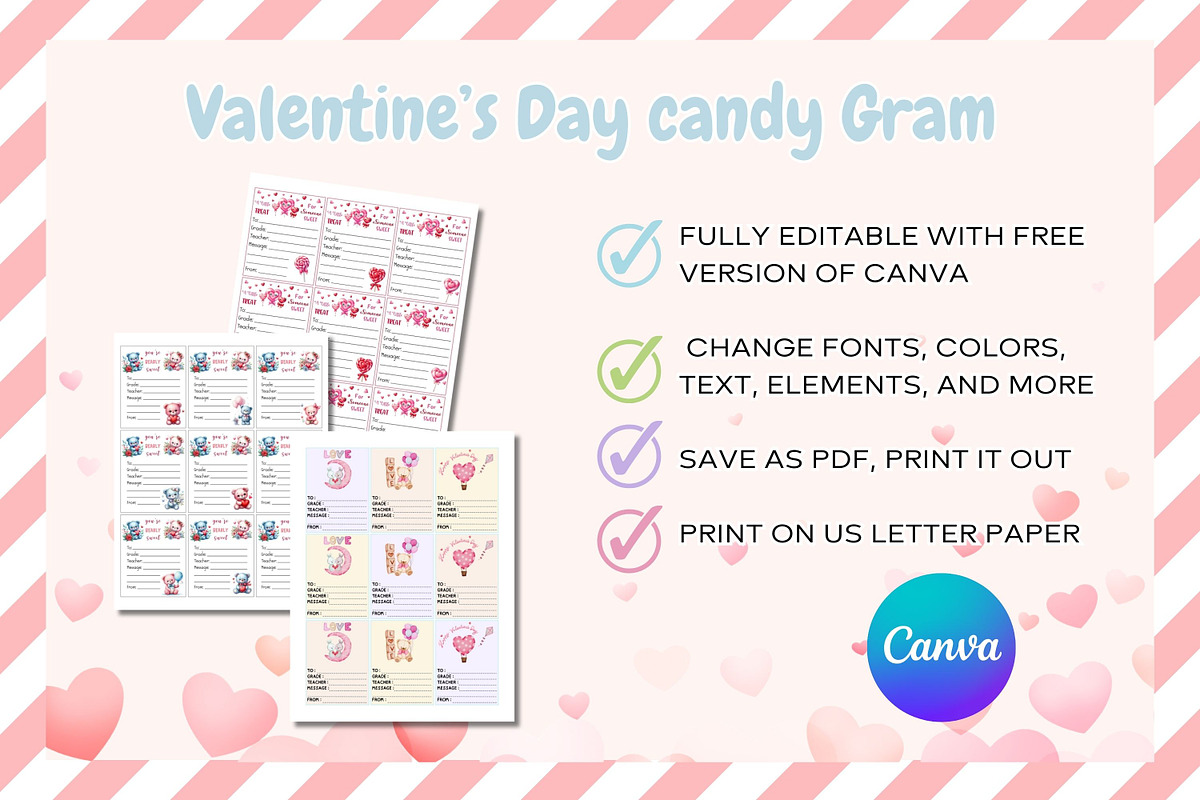 Editable Valentine's Day Candy Grams, a Templates & Theme by Adalin Shop (Photo 5 of 6)