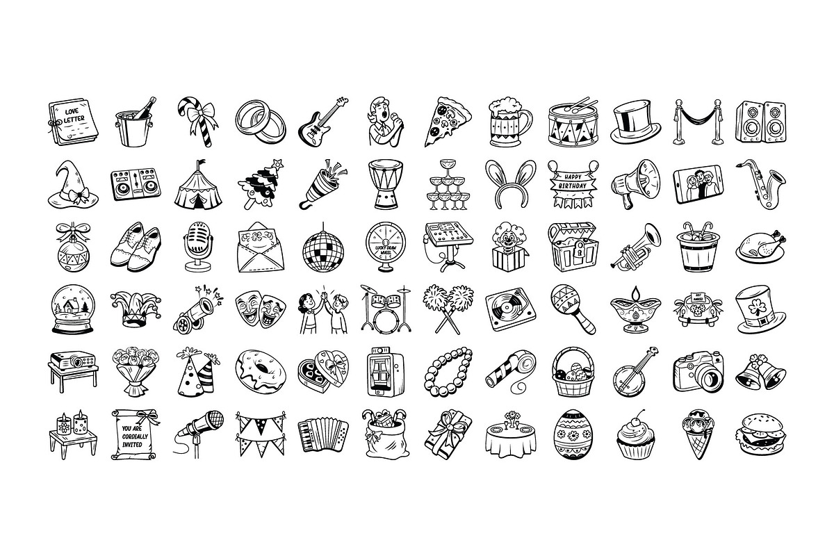 Celebration Line Icons Illustrations, a Duotone Icon by Vector Portal (Photo 2 of 2)