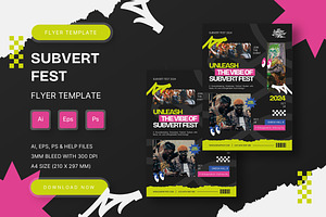 Subvert Fest - Flyer Template, a Flyer Template by StreaksideStd