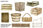 Watercolor empty wooden box clipart, an Object Illustration by yana.fefelova (Thumbnail 2 of 4)