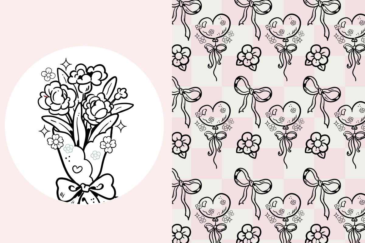 Girly Mother's Day Line Drawings, a Seasonal Illustration by TheClipAtelier (Photo 3 of 3)