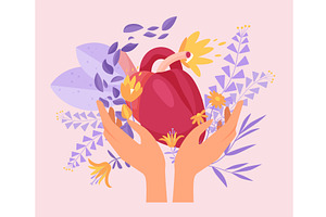 Support and care for cardiovascular, a Healthcare Illustration by Lemberg Vector