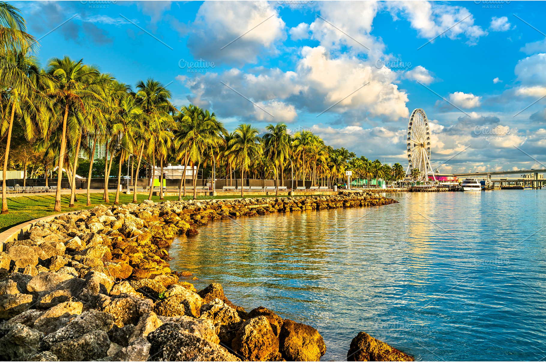Waterfront of Bayfront Park in Miami, a Nature Photo by Leonid Andronov