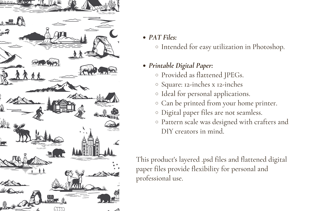 Utah Seamless Toile Pattern Set, a Background Graphic by Hughes Studio (Photo 6 of 8)