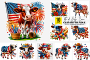 4th of July Cute Cow PNG Bundle, an Illustration by Clipart Bloom (Thumbnail 1 of 11)