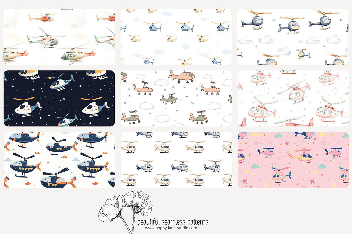 70 (kids) planes seamless pattern, a Pattern Graphic by Poppy Lane Studio (Photo 8 of 10)