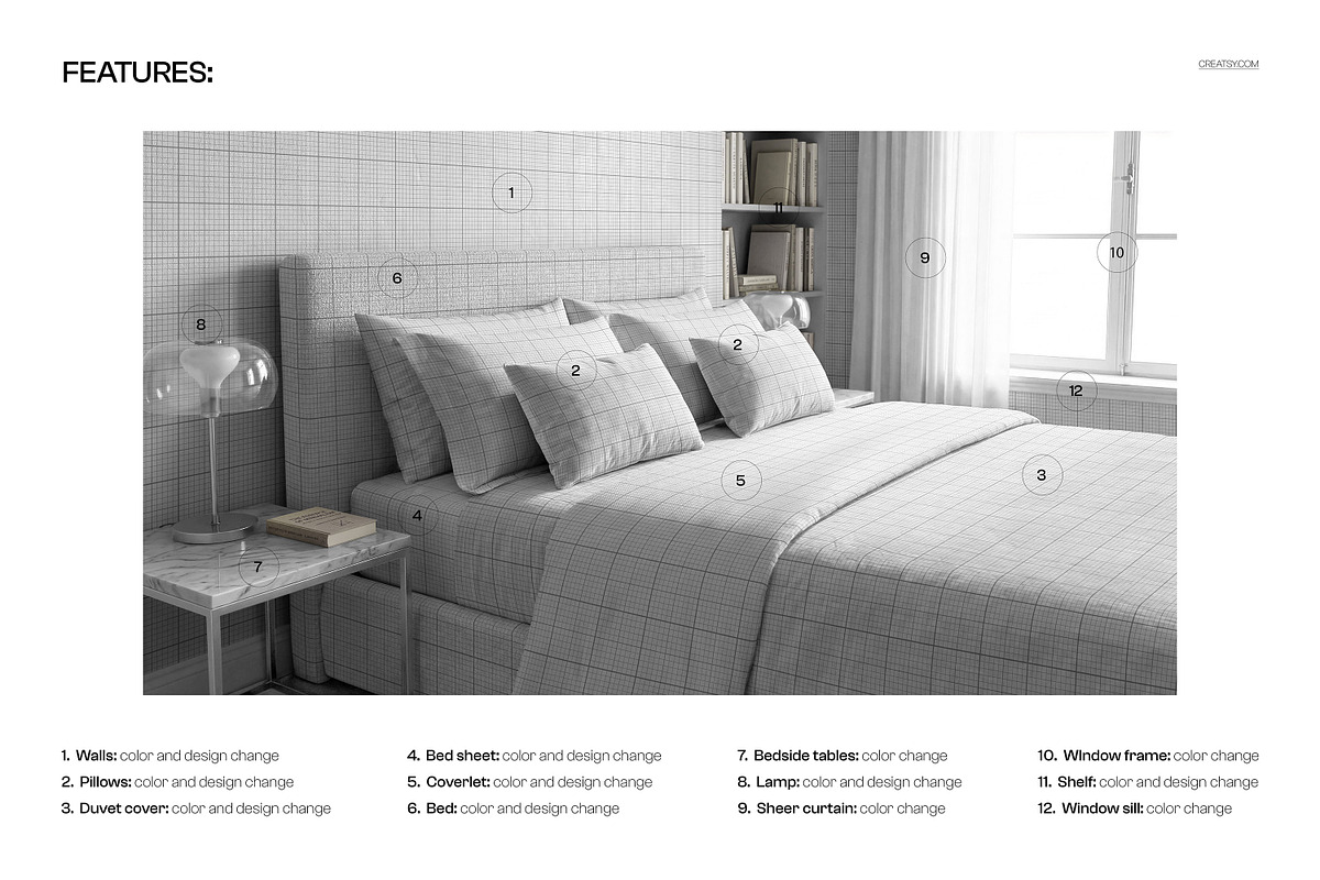 Minimalist Bedroom Bedding Mockup, a Household Mockup by creatsy5 (Photo 3 of 6)